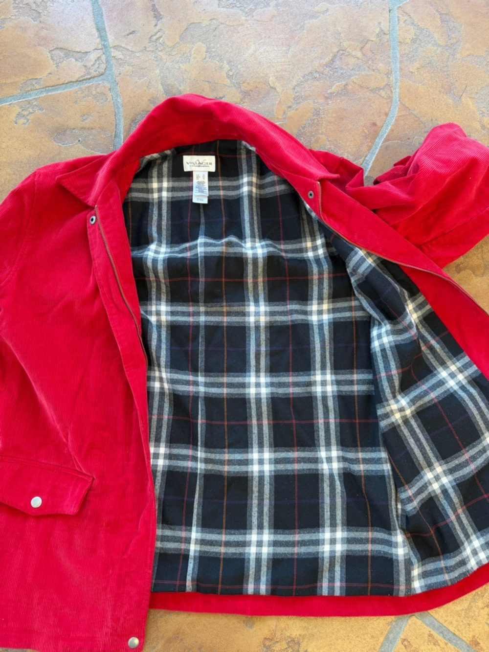 Villager red Corduroy Jacket with Plaid flannel Lining - Picture 8 of 8